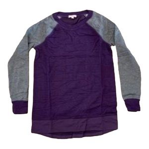 Pink lotus Purple and gray long sleeve sweatshirt.